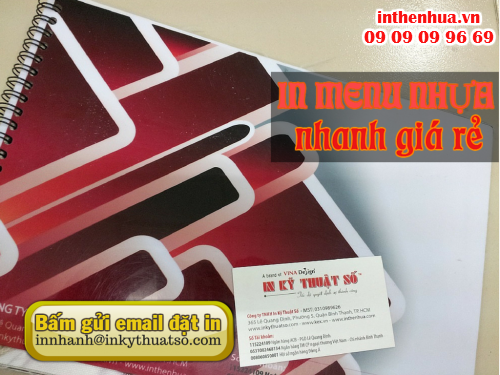 Bấm gửi mail đặt in thực đơn nhựa quán cafe tại Cty TNHH In Kỹ Thuật Số - Digital Printing